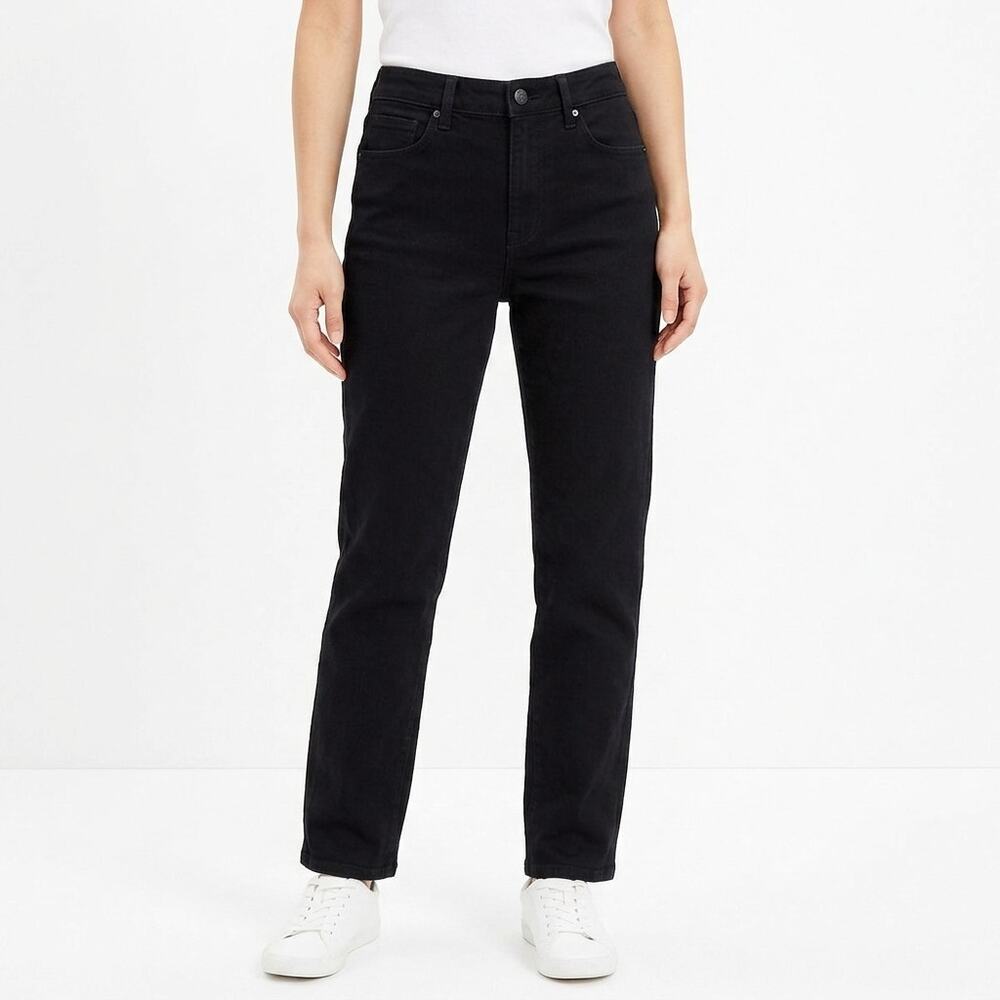 LOFT OUTLET PETITE LFT Black Straight Stretch Jeans Solid Size 00